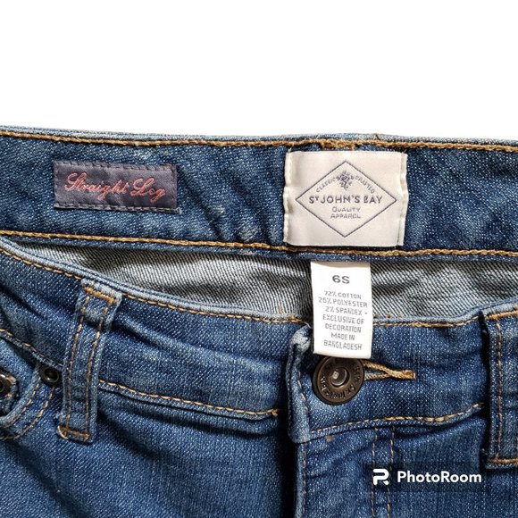 St John Bay Womens Petite Medium Wash Mid Rise Embroidered Denim Jeans Size 6P - Picture 5 of 8